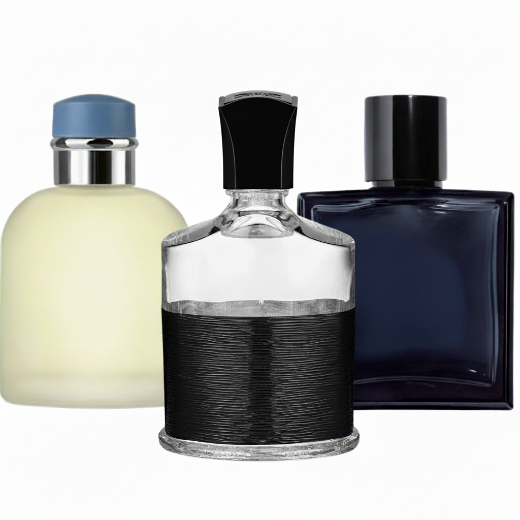 SET DE 3 PERFUMES: fragancia amaderada, aroma afrutado premium y perfume fresco de verano (Eau de Parfum)