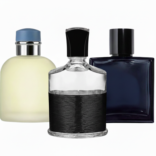SET DE 3 PERFUMES: fragancia amaderada, aroma afrutado premium y perfume fresco de verano (Eau de Parfum)