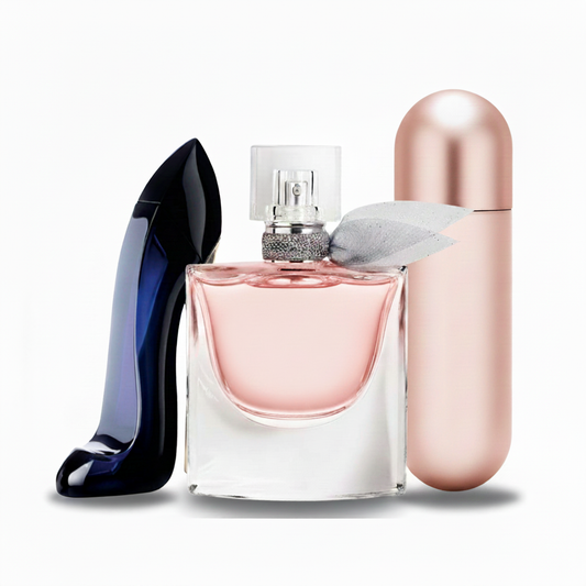 SET DE 3 PERFUMES: fragancia floral de mujer, aroma gourmand y perfume afrutado en tono rosé (Eau de Parfum)